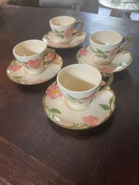 Franciscan Pink Floral Porcelain Espresso/Demitasse cup and Saucer Set